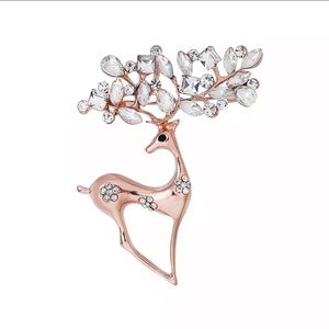 Rhinestone Deer Brooch